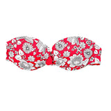 Red Floral Padded Push-Up Bandeau Bikini Top – Size 34B