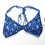 Blue Tie-Dye Padded Bikini Top – Size Large