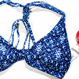 Blue Tie-Dye Padded Bikini Top – Size Large