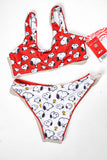 Double face Snoopy Cartoon Red Bikini Set Small Double Face  Bikini Bottom size small