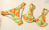 Tropical Green & Orange Floral Bikini Set – Size Large