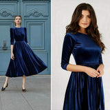 French Velvet Winter dress قطيفه فرنساوي - Moon bell