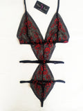Red & black floral teddy - Moon bell