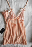 Peach babydoll with lace matching underwear